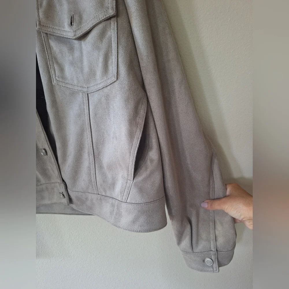 Zara Casadora Mens Gray Faux Suede Button Down Lightweight Jacket Size XL